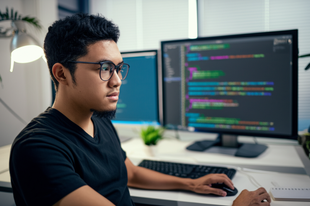 Developer working on product development